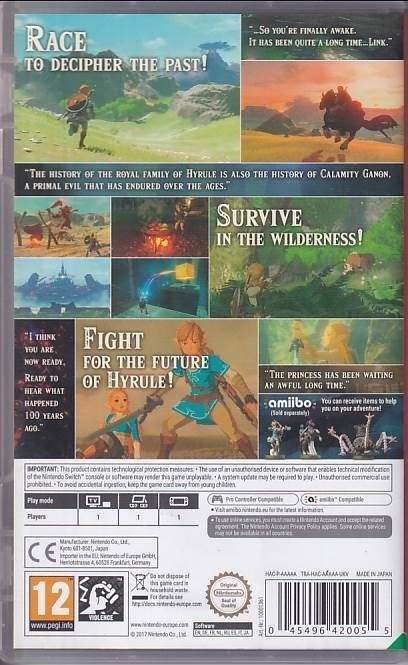The Legend of Zelda - Breath of the Wild - Nintendo Switch Spil (A-Grade) (Brugt)